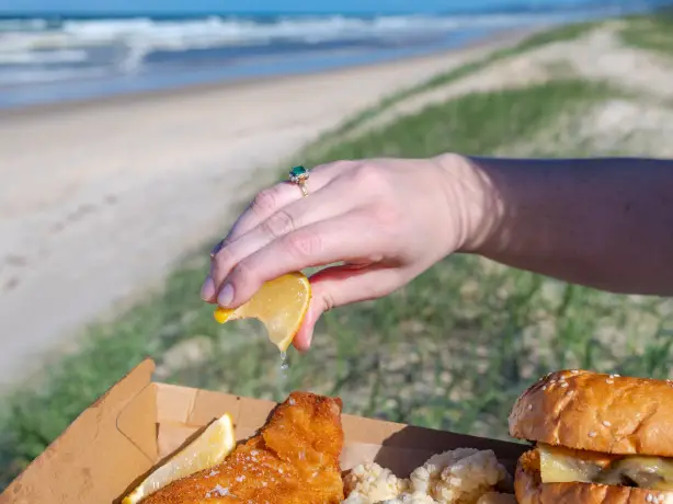 Aus queensland fish and chips cuisine Peregian beach