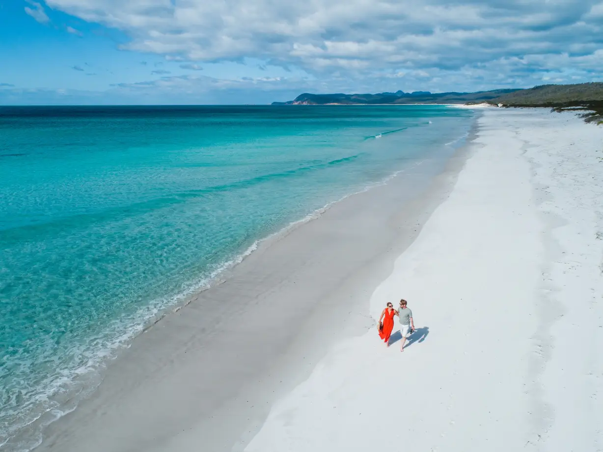Australien tasmanien Freycinet National Park Halbinsel weißer sandstrand