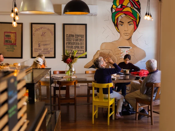 Inside a local cafe in Tasmania, Australia