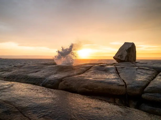 Australien tasmanien bicheno blow hole sonnenuntergang am meer