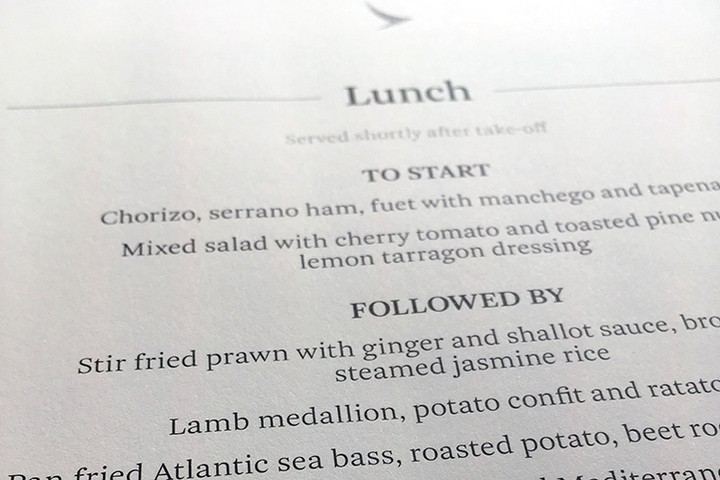 Vliegtuig lunch