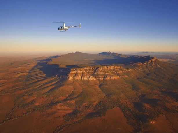 Helicopter flying over Flinders Ranges