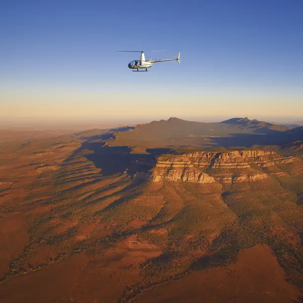 Helicopter flying over Flinders Ranges