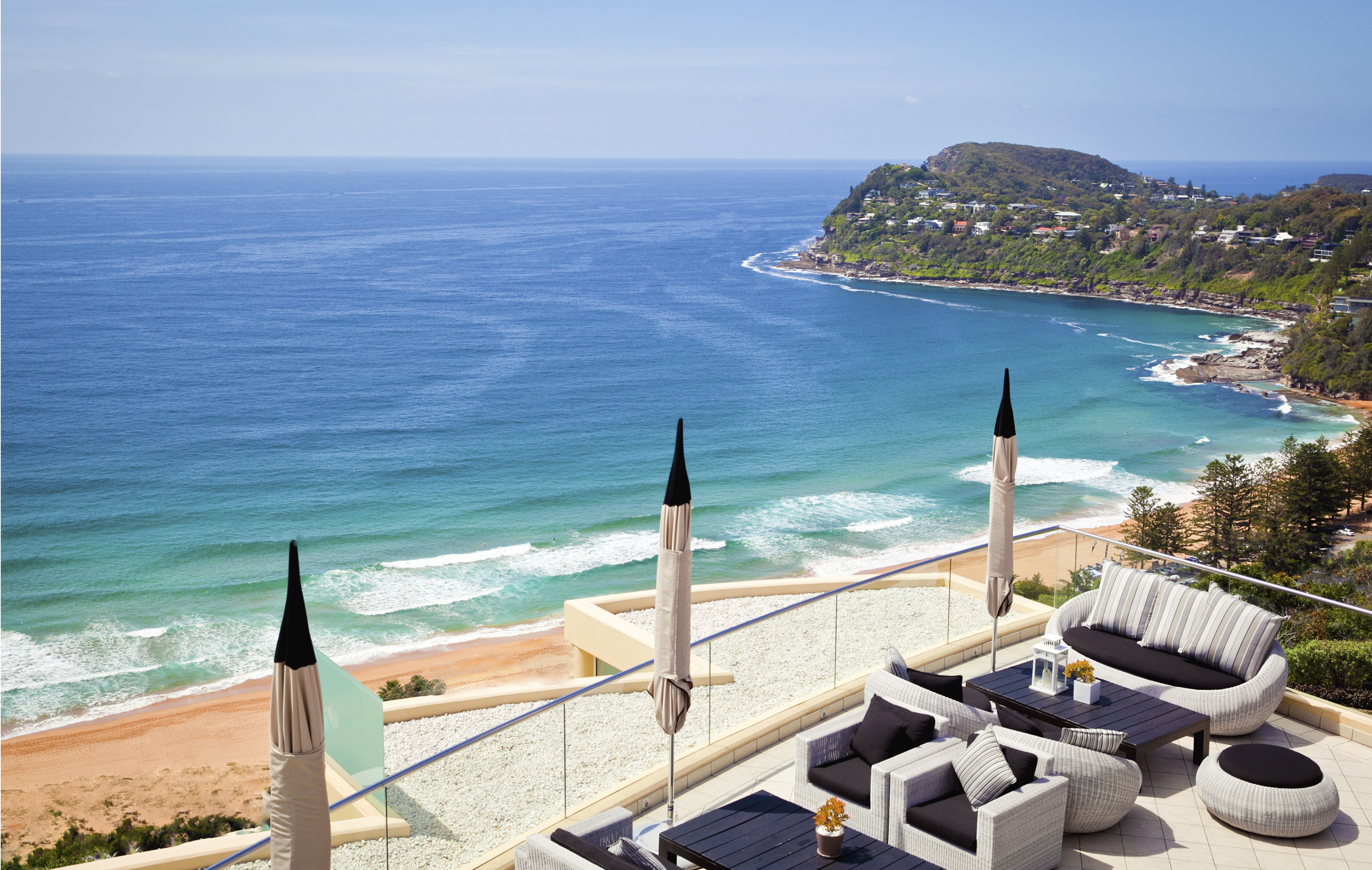 Terrasse auf einer Klippe in Whale Beach mit Meerblick in Sydney