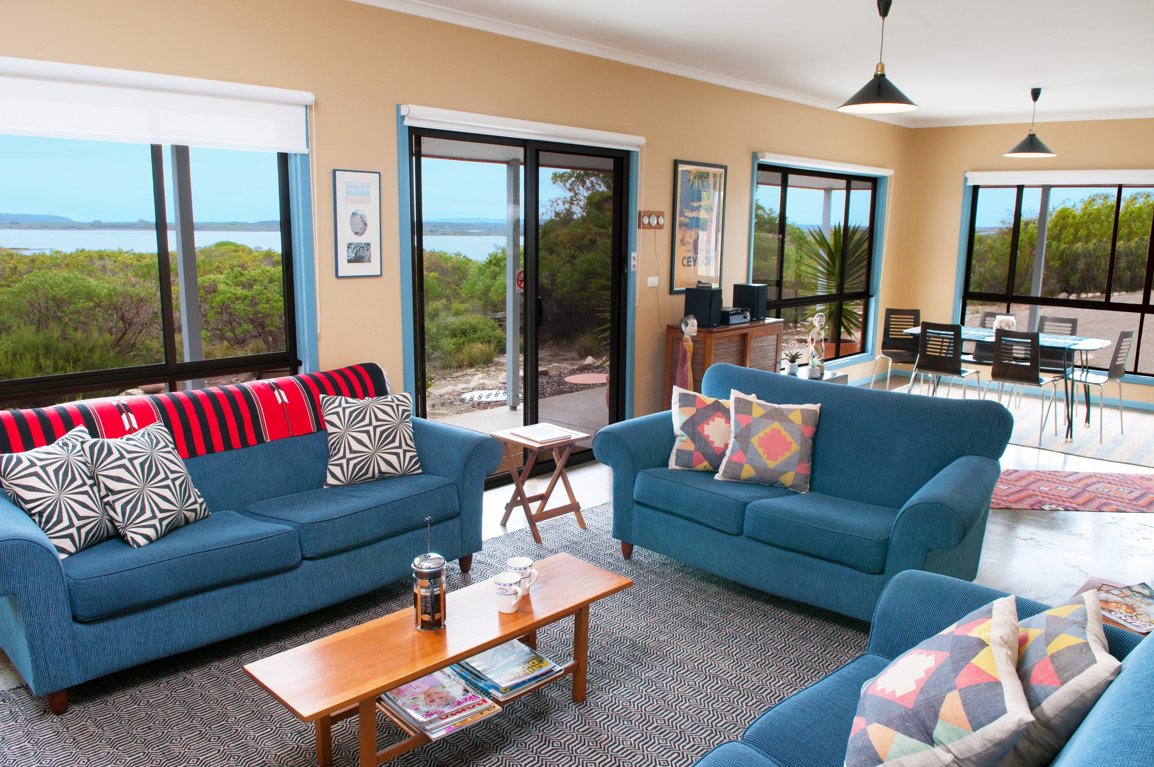 Aus kangaroo island livingroom view family stays comfortable