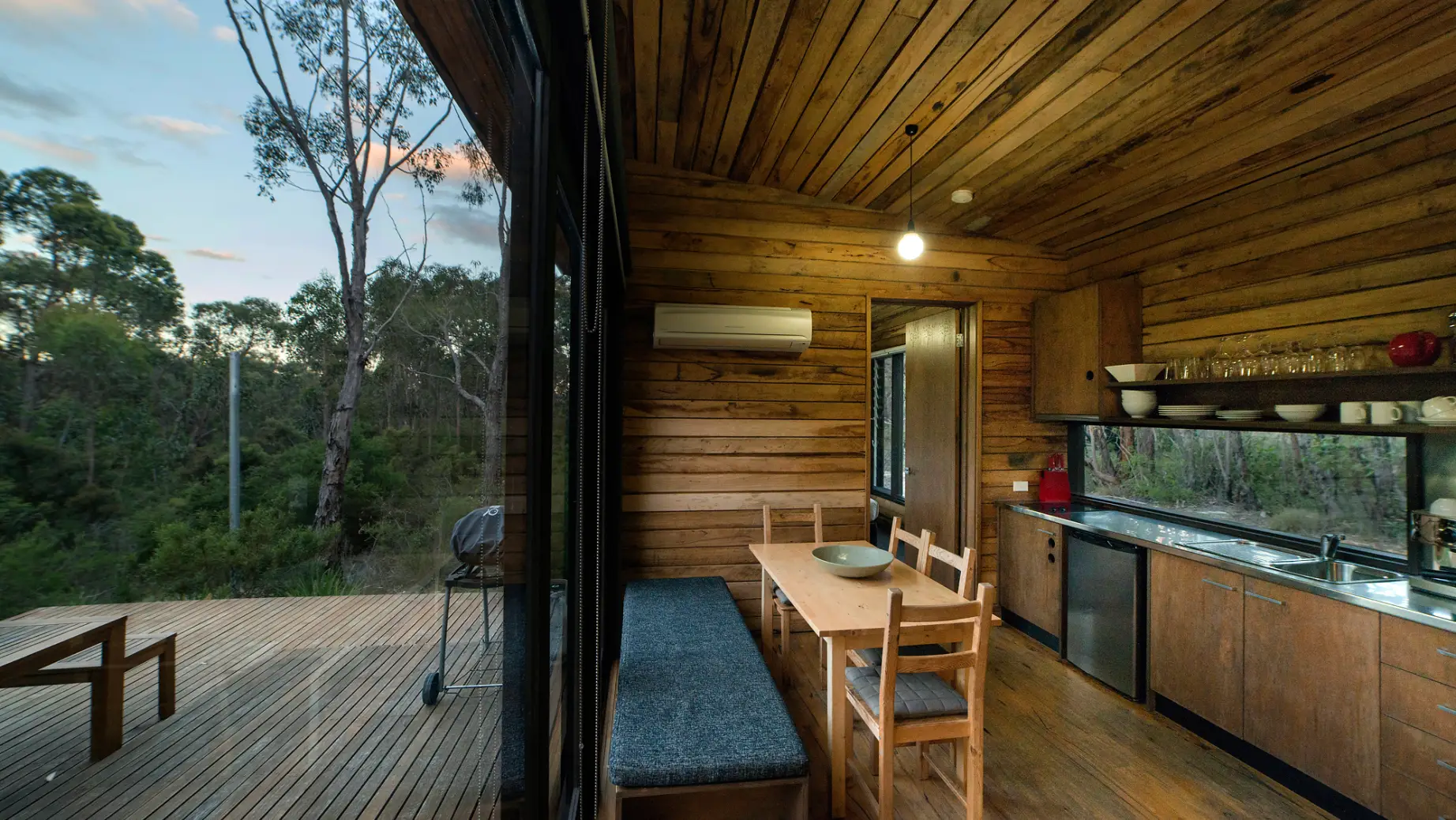 Aus victoria cabin nature kitchen view family stays very comfortable
