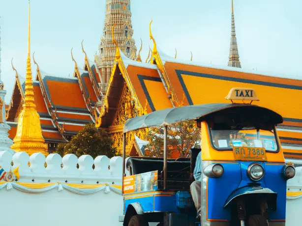 Tuk tuk in front of shop in Mos sukjaroenkraisri