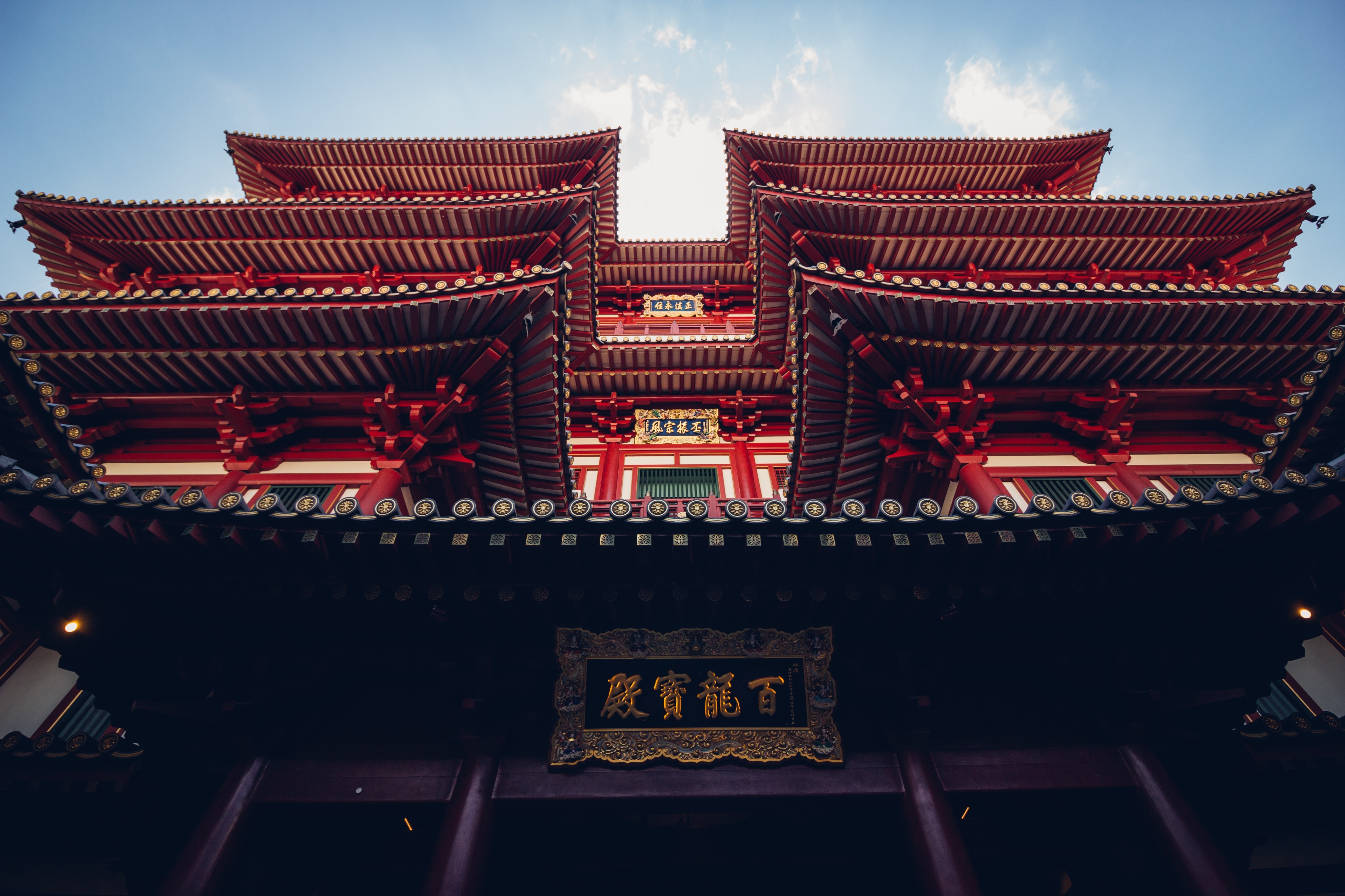 Singapore red buddha temple