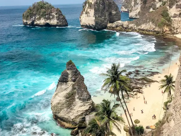 Overzicht van het strand op Bali