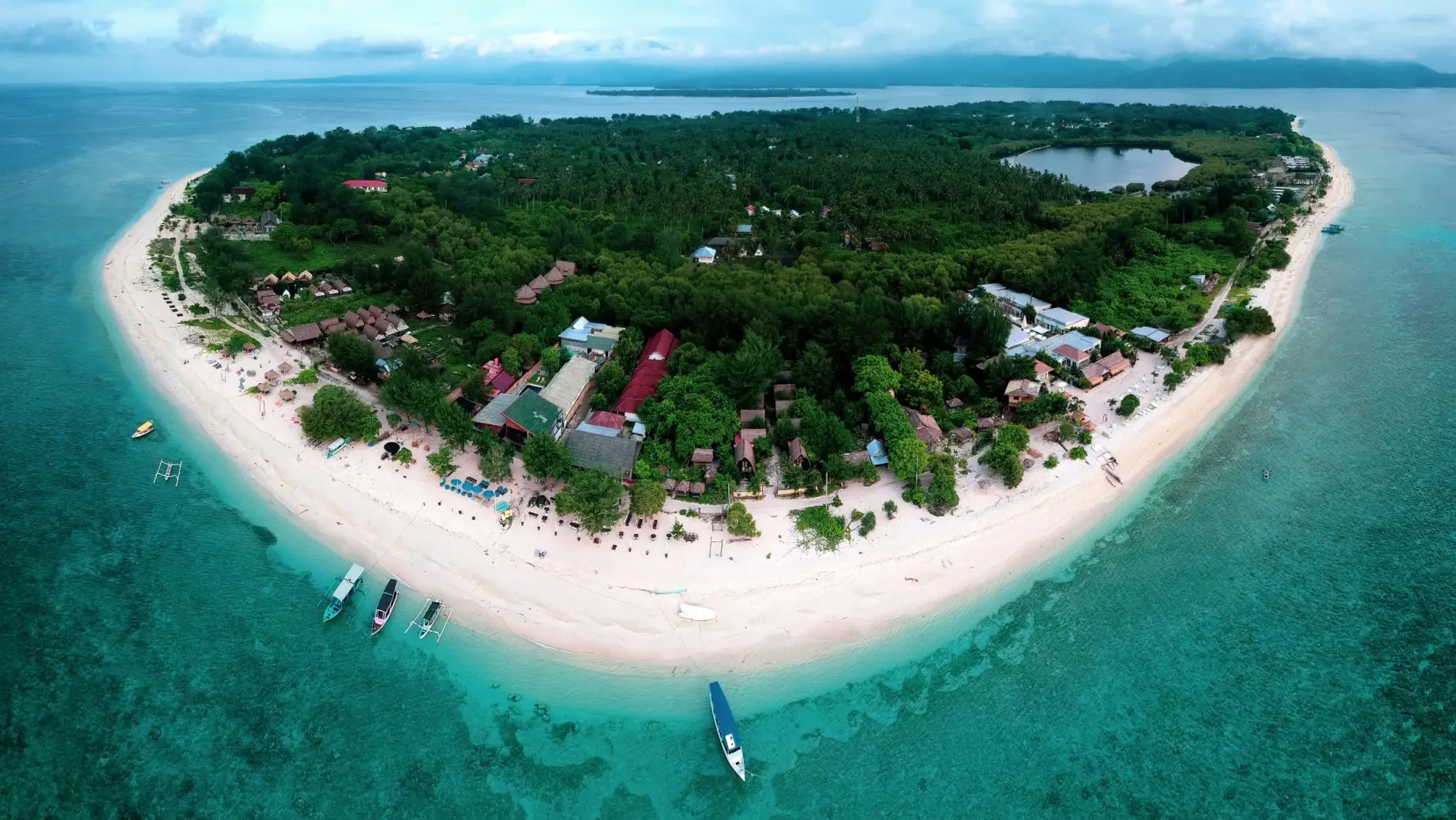 Aerial view of Gili Meno Island, Bali