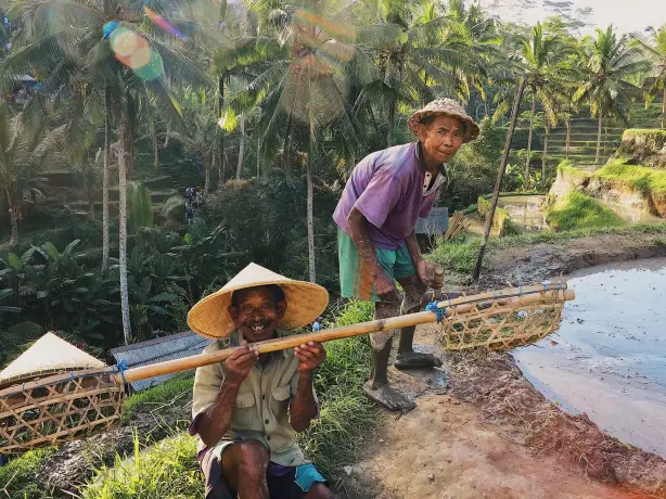 Two men working in Indonesia, Bali