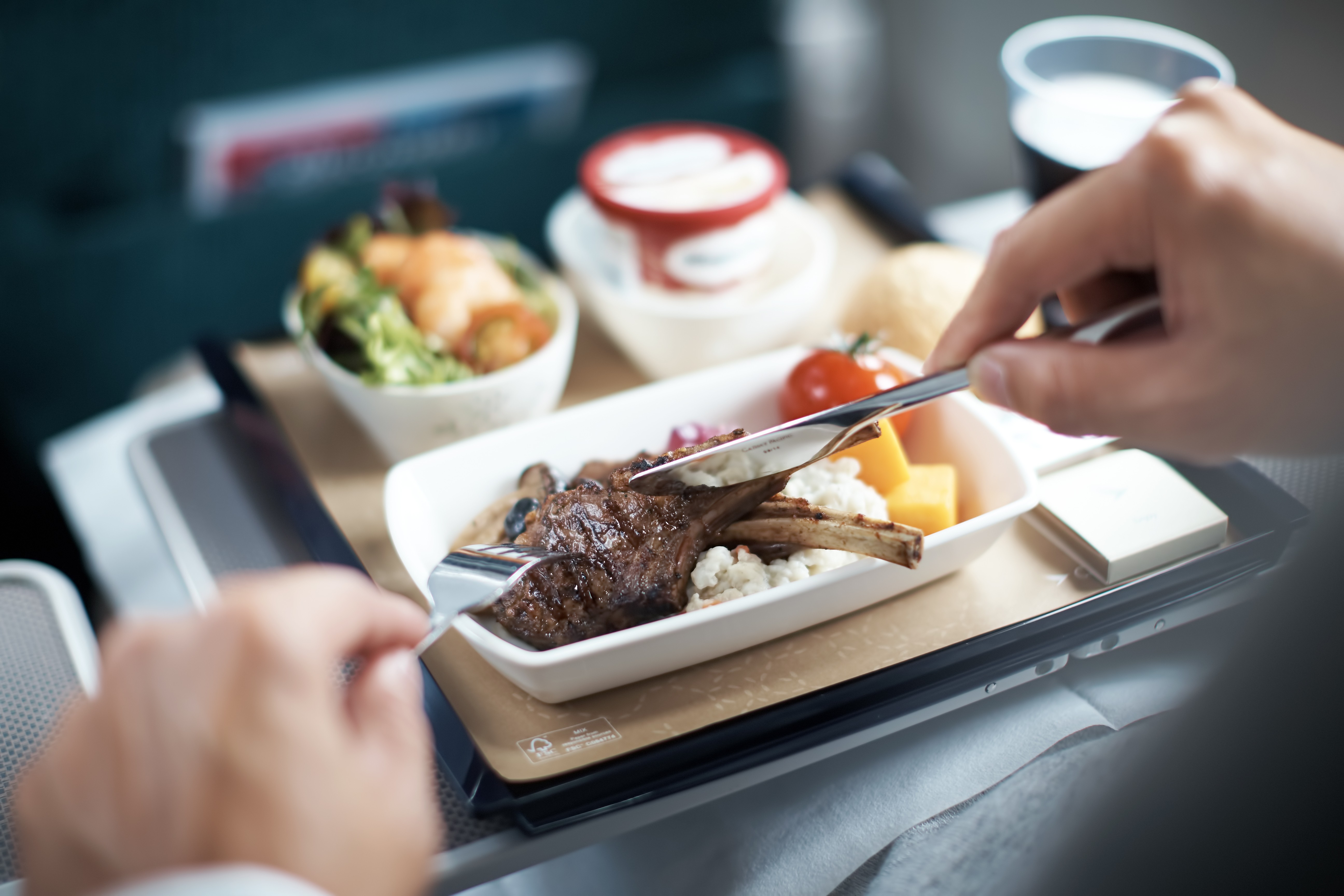 Cathay Pacific Premium Economy Mahlzeit