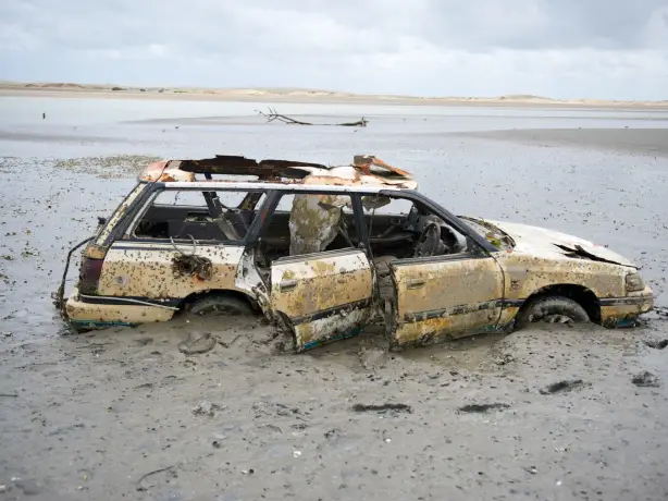 Neuseeland Strand Wrackteile