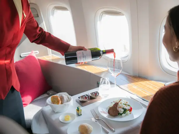 Cathay pacific Erste-Klasse-Mahlzeit