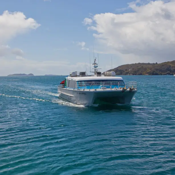 Stewart Island Ferry moving along the water in New Zealand