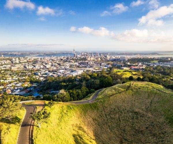 Nz north auckland mount eden crater aerial view
