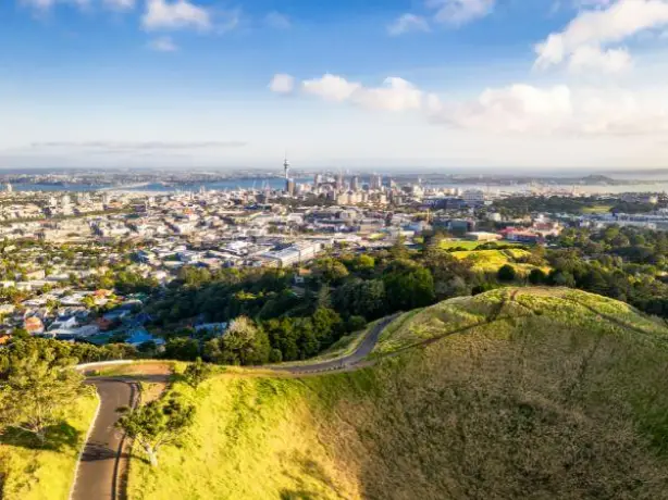Nz north auckland mount eden crater aerial view