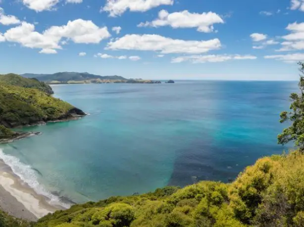 Nz north auckland great barrier island aerial view