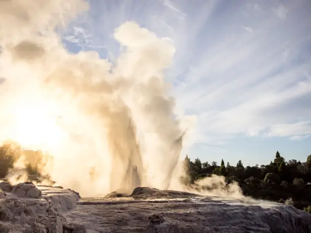Nz north rootorua geyser smoke