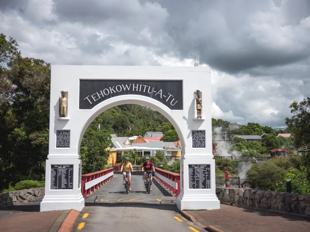 New Zealand, North Island – bikes at the entrance in Rotorua