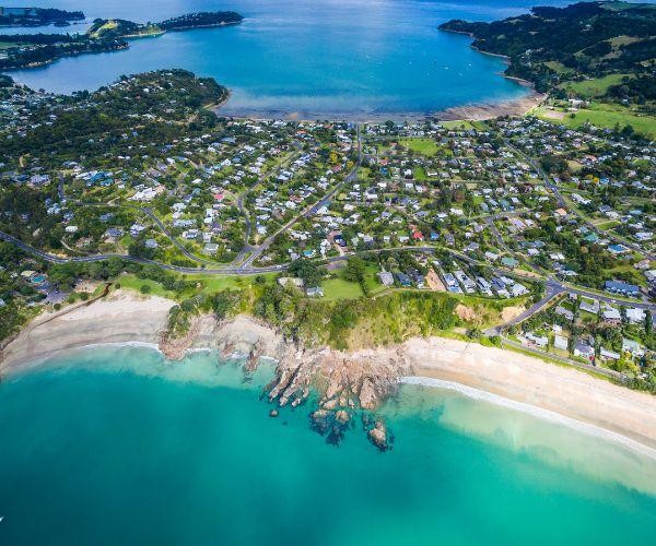 Nz north waiheke island aerial view