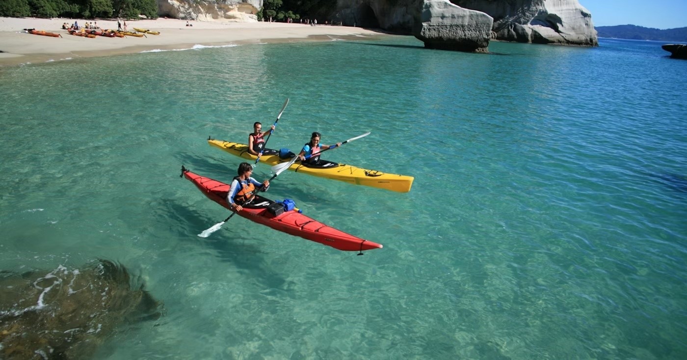 Nz cathedral cove kayak beach family see and do active copy