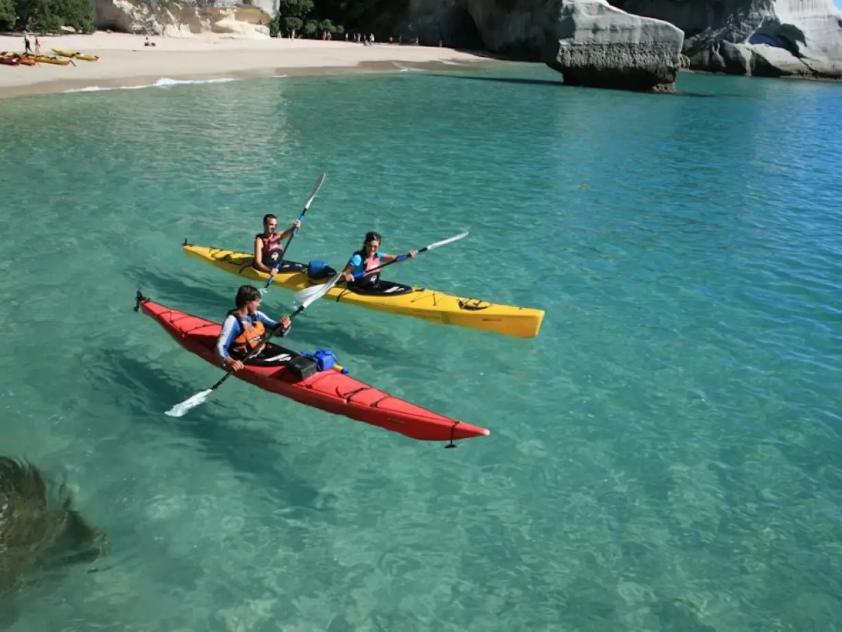 Nz cathedral cove kayak beach family see and do active copy
