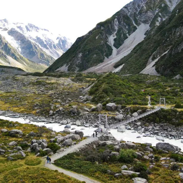 Nieuw-Zeeland, Zuidereiland - de Hooker Valley met Aoraki/Mount Cook in Canterbury