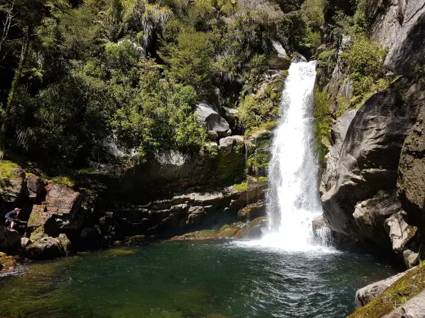 A waterfall along the South Abel Tasman Wainui Falls Track