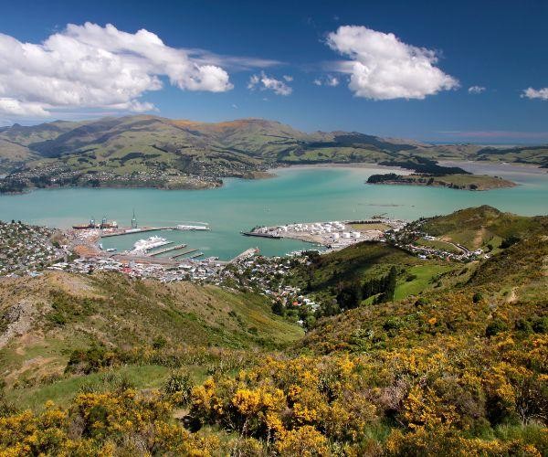 Nz south canterbury lyttelton aerial view of the port