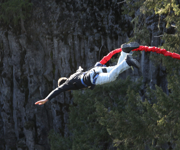 Person bungee jumping