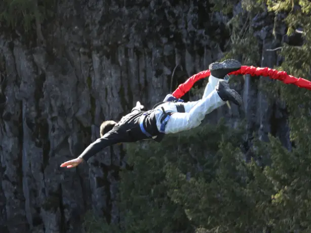 Person bungee jumping