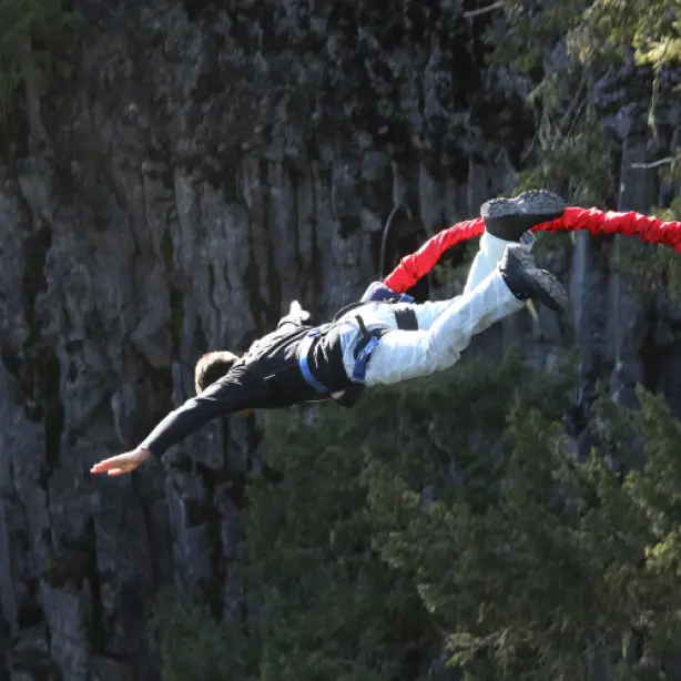 Person bungee jumping