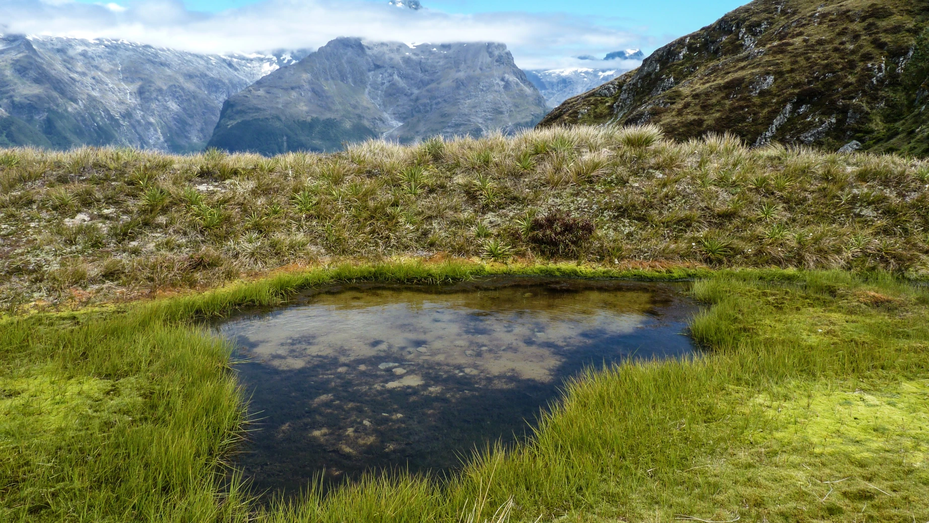 Ein kleiner Bergsee im Fiordland-Nationalpark in Neuseeland
