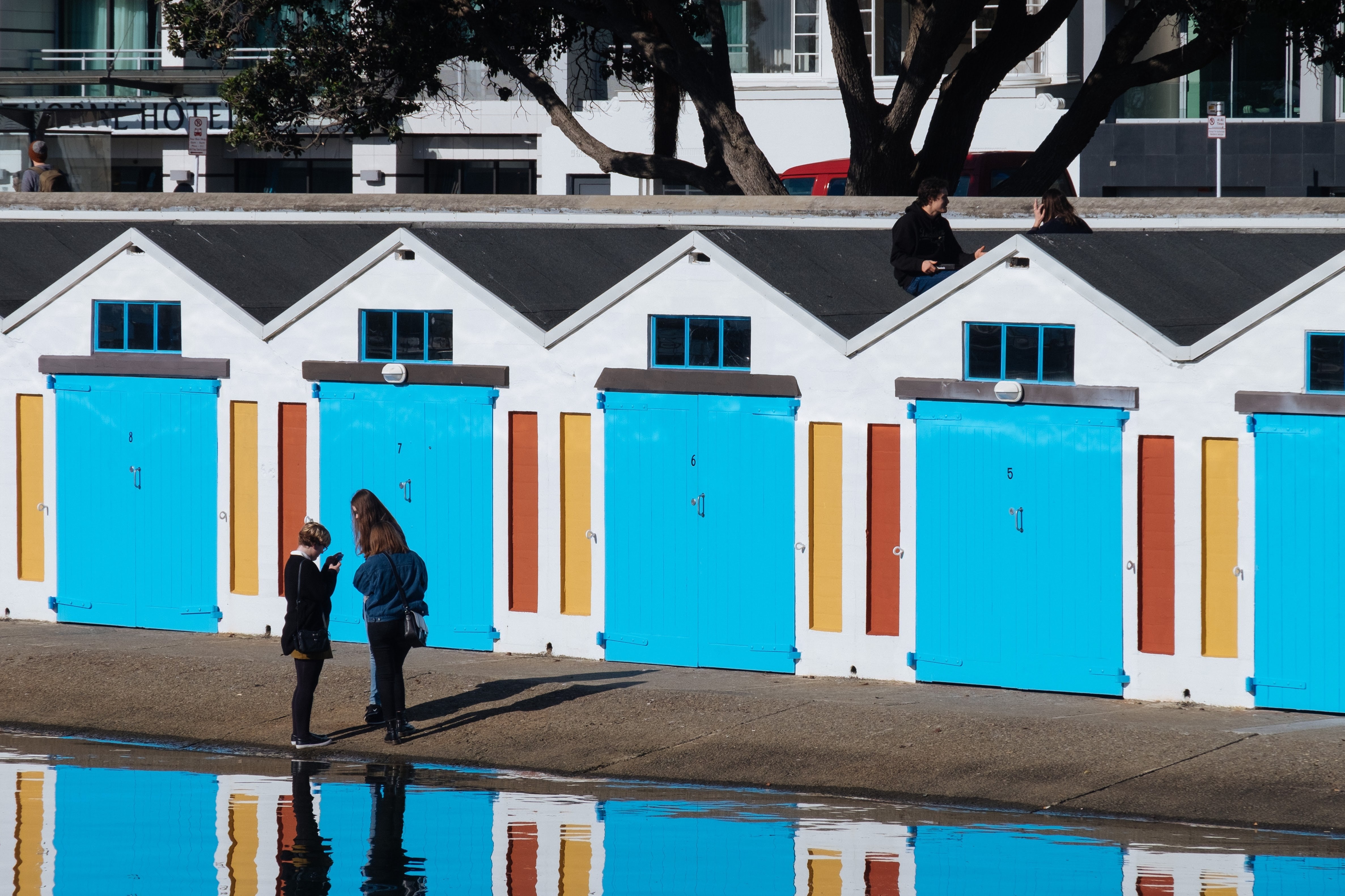 Neuseeland Wellington Waterfront Bunte Container Hafen
