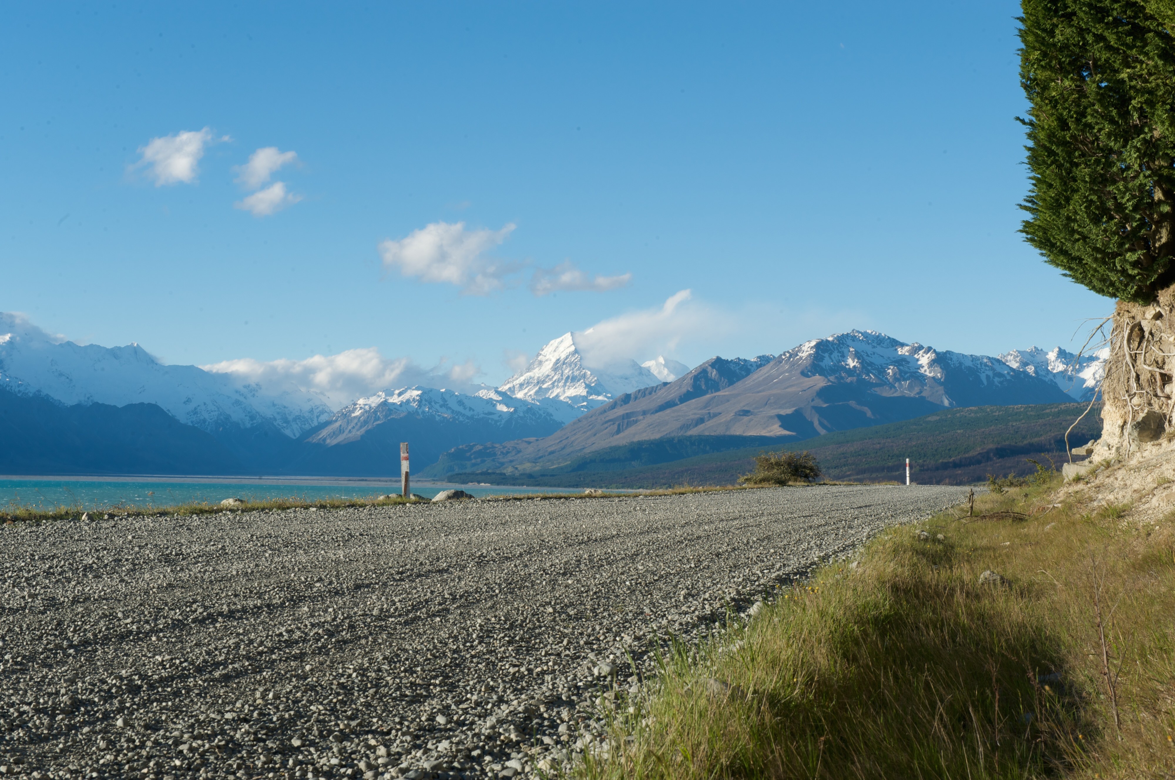 Nz lake tekapo road mountains partner compact car