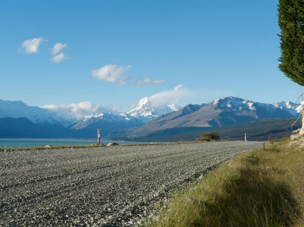Nz lake tekapo road mountains partner compact car
