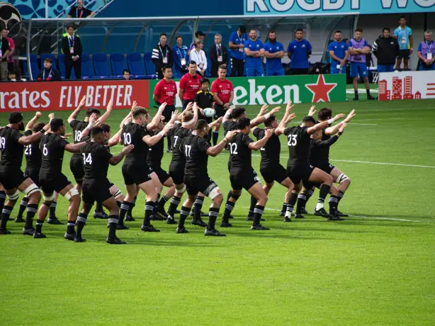 Neuseeland All Blacks Rugby Haka Weltmeisterschaft Tokio Japan