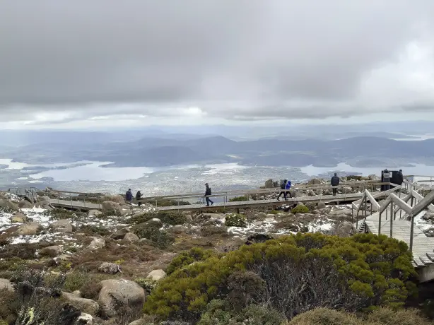 AUS review corerica Mount Wellington uitzicht op Hobart