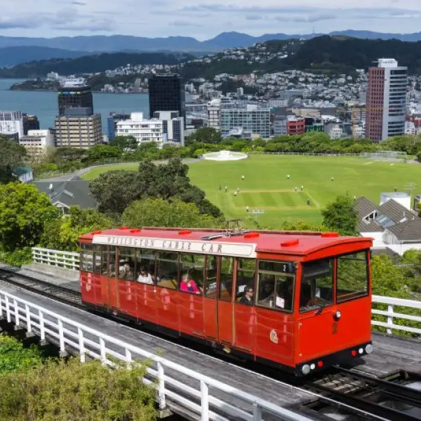 Wellington kabelbaan en uitzicht over de stad
