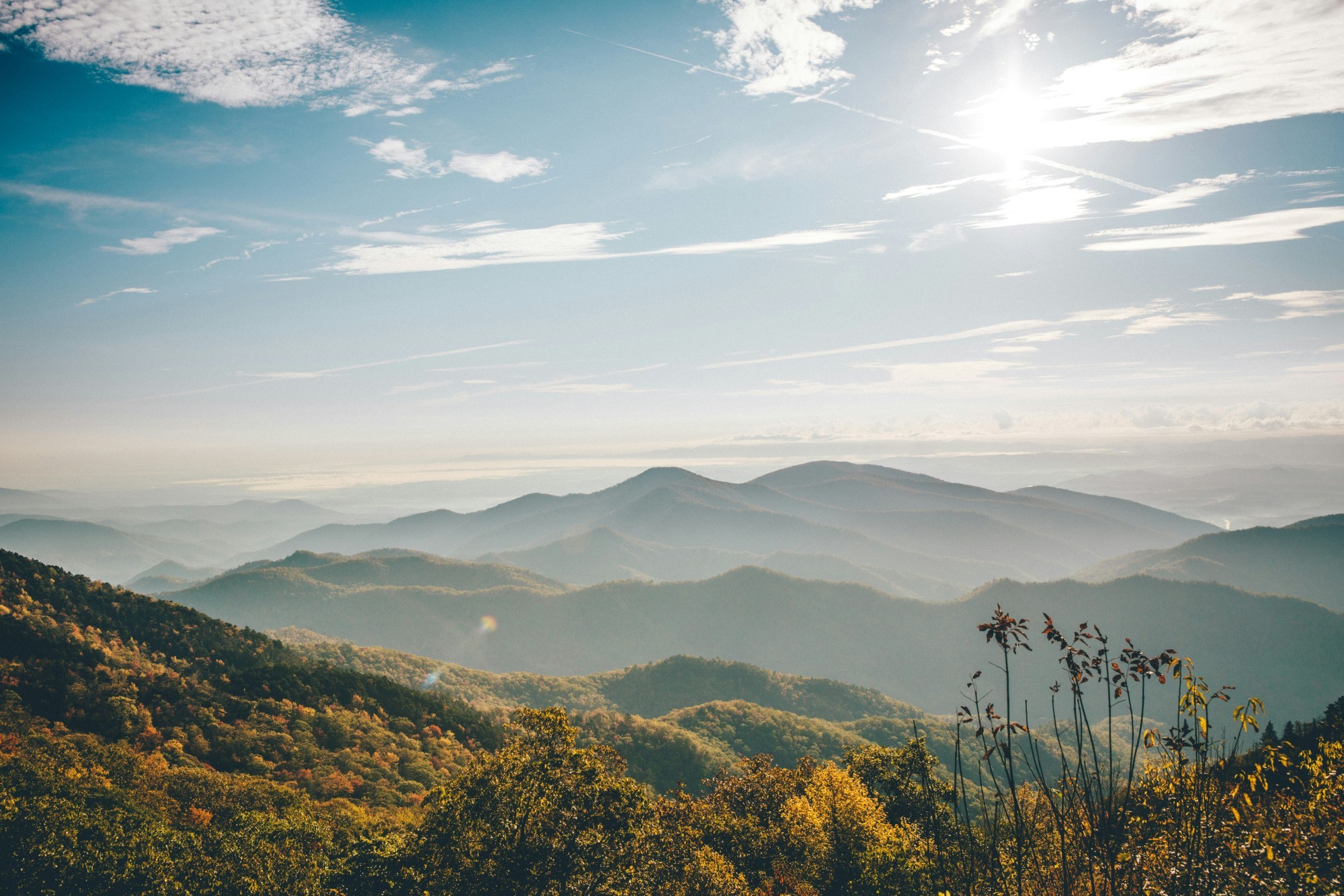 Panoramablick auf den Ridge Blue Mountains National Park bei gutem Wetter