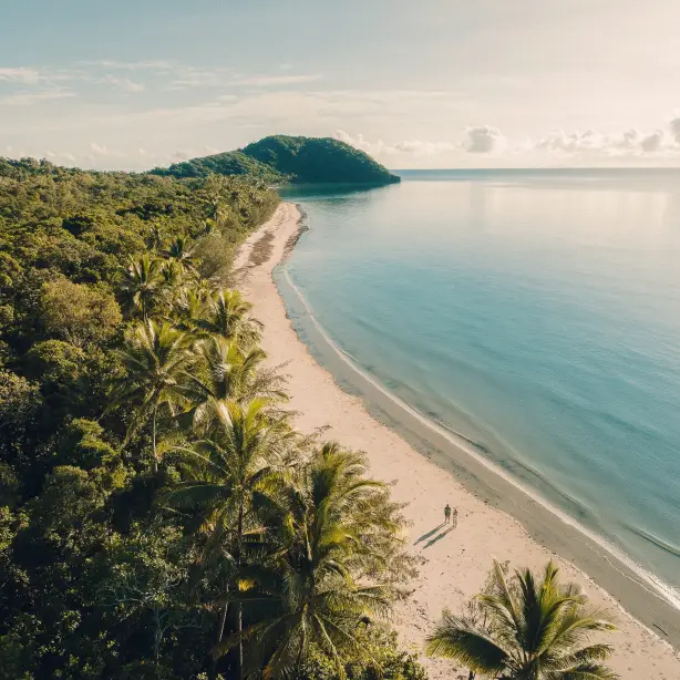 Langer Strandspaziergang am Strand im Daintree Nationalpark